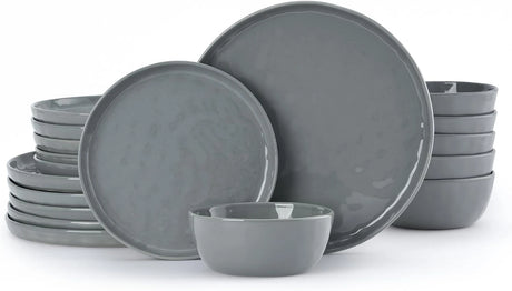 Famiware Mars 18-Piece Stoneware Dinnerware Set, Service for 6 — Dark Gray, image 1