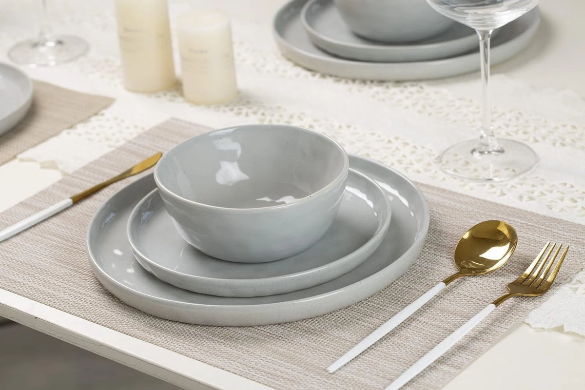 Famiware Mars 18-Piece Stoneware Dinnerware Set, Service for 6 — Light Gray, image 4