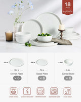Famiware Mars 18-Piece Stoneware Dinnerware Set, Service for 6 — White, image 3