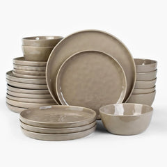 Famiware Mars 24-Piece Stoneware Dinnerware Set, Service for 8 - Cinnamon Brown - image 1