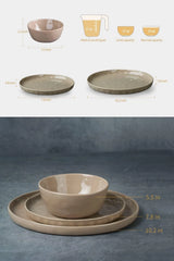 Famiware Mars 24-Piece Stoneware Dinnerware Set, Service for 8 - Cinnamon Brown - image 3
