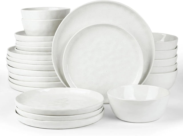 Famiware Mars 24-Piece Stoneware Dinnerware Set, Service for 8 - White - image 1