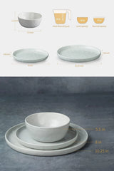 Famiware Mars 24-Piece Stoneware Dinnerware Set, Service for 8 - White - image 3