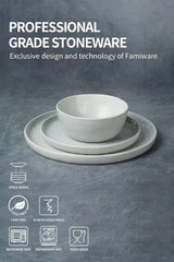 Famiware Mars 24-Piece Stoneware Dinnerware Set, Service for 8 - White - image 5