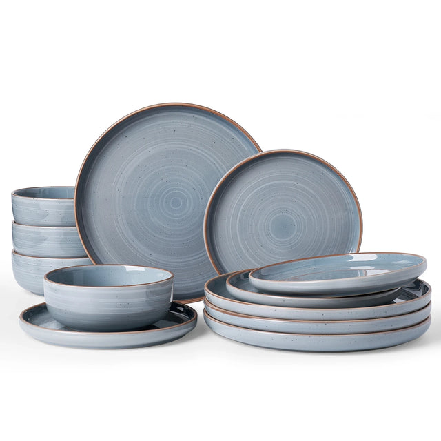 Famiware Meteor 12-Piece Stoneware Dinnerware Set, Blue Gray, image 1