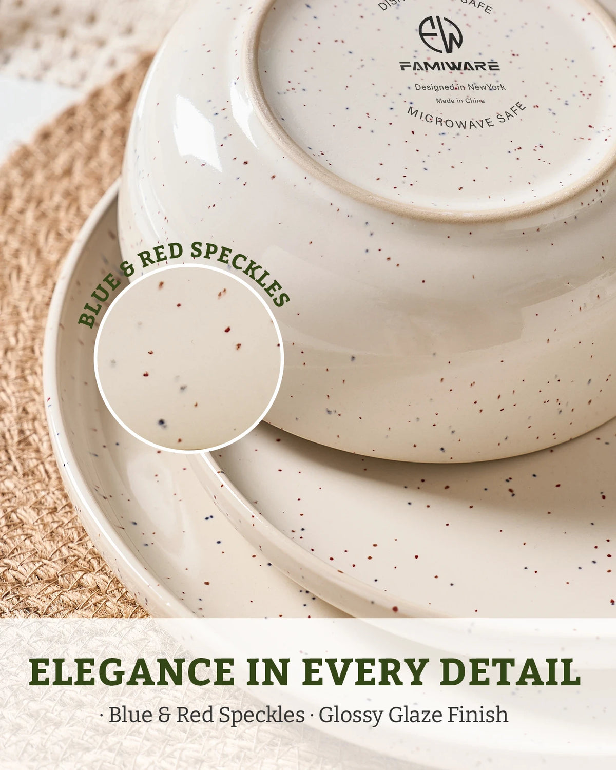 Famiware Meteor 12-Piece Stoneware Dinnerware Set, Creamy White, image 4