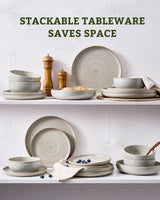 Famiware Meteor 12-Piece Stoneware Dinnerware Set, Matcha Green, image 7
