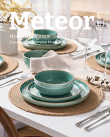 Famiware Meteor 12-Piece Stoneware Dinnerware Set, Peacock Green, image 4