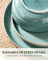 Famiware Meteor 12-Piece Stoneware Dinnerware Set, Peacock Green, image 5