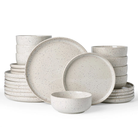 Vajilla de gres Famiware Meteor de 24 piezas, Blanco cremoso, imagen 1