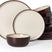 Famiware Milkyway Colorblock 12-Piece Stoneware Dinnerware Set - Light khaki & Cocoa - 01