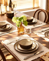 Famiware Milkyway Colorblock 18-Piece Stoneware Dinnerware Set - Light khaki & Cocoa - 02