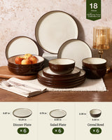 Famiware Milkyway Colorblock 18-Piece Stoneware Dinnerware Set - Light khaki & Cocoa - 03