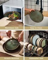 Famiware Milkyway Colorblock 18-Piece Stoneware Dinnerware Set - Moss Green & Cocoa - 07
