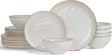 Famiware Ocean Round 18-Piece Stoneware Dinnerware Set, Service for 6 - Cappuccino White - image 1