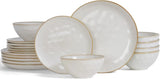 Famiware Ocean Round 18-Piece Stoneware Dinnerware Set, Service for 6 - Cappuccino White - image 1