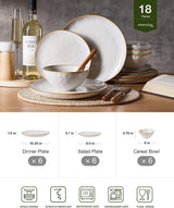 Famiware Ocean Round 18-Piece Stoneware Dinnerware Set, Service for 6 - Cappuccino White - image 2