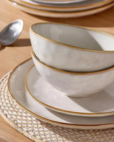 Famiware Ocean Round 18-Piece Stoneware Dinnerware Set, Service for 6 - Cappuccino White - image 4