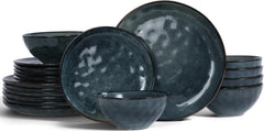 Famiware Ocean Round 18-Piece Stoneware Dinnerware Set, Service for 6 - Deep Forest - image 1