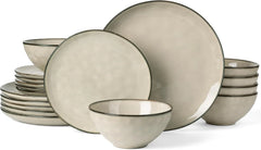 Famiware Ocean Round 18-Piece Stoneware Dinnerware Set, Service for 6 - Light khaki - image 1
