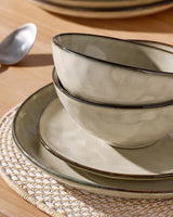 Famiware Ocean Round 18-Piece Stoneware Dinnerware Set, Service for 6 - Light khaki - image 4