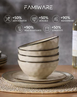 Famiware Ocean Round 18-Piece Stoneware Dinnerware Set, Service for 6 - Light khaki - image 6