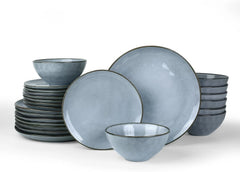 Famiware Ocean Round 24-Piece Stoneware Dinnerware Set, Service for 8 - Blue - image 1