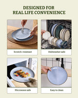 Famiware Ocean Round 24-Piece Stoneware Dinnerware Set, Service for 8 - Blue - image 7