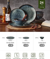 Famiware Ocean Round 24-Piece Stoneware Dinnerware Set, Service for 8 - Deep Forest - image 2