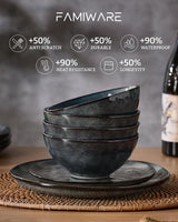 Famiware Ocean Round 24-Piece Stoneware Dinnerware Set, Service for 8 - Deep Forest - image 6