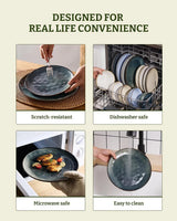 Famiware Ocean Round 24-Piece Stoneware Dinnerware Set, Service for 8 - Deep Forest - image 7