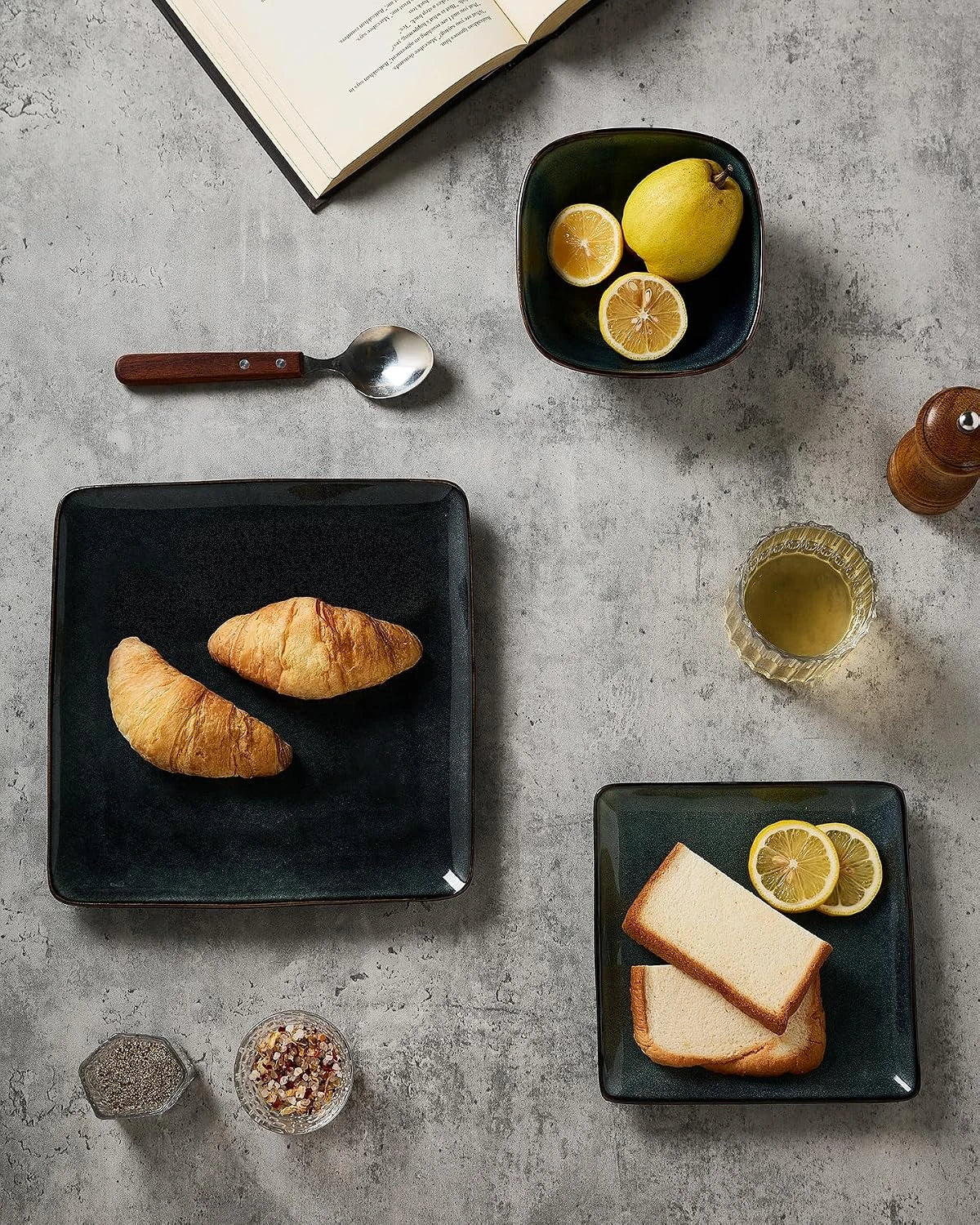 Famiware Ocean Square 18-Piece Stoneware Dinnerware Set, Service for 6 - Deep Forest - image 3