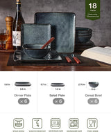 Famiware Ocean Square 18-Piece Stoneware Dinnerware Set, Service for 6 - Deep Forest - image 4