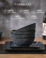 Famiware Ocean Square 18-Piece Stoneware Dinnerware Set, Service for 6 - Matte Dark Charcoal - image 6