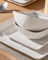 Famiware Ocean Square 18-Piece Stoneware Dinnerware Set, Service for 6 - Matte White - image 4