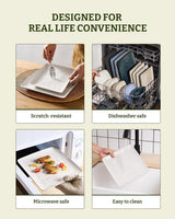 Famiware Ocean Square 18-Piece Stoneware Dinnerware Set, Service for 6 - Matte White - image 7