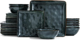 Famiware Ocean Square 24-Piece Stoneware Dinnerware Set, Service for 8 - Deep Forest - image 1