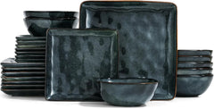 Famiware Ocean Square 24-Piece Stoneware Dinnerware Set, Service for 8 - Deep Forest - image 1