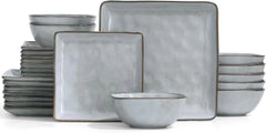 Famiware Ocean Square 24-Piece Stoneware Dinnerware Set, Service for 8 - Gray - image 1