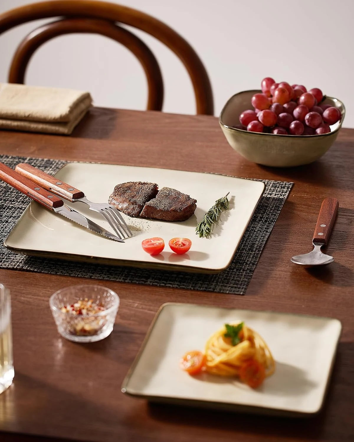 Famiware Ocean Square 24-Piece Stoneware Dinnerware Set, Service for 8 - Light khaki - image 5