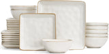 Famiware Ocean Square 24-Piece Stoneware Dinnerware Set, Service for 8 - Vanilla White - image 1