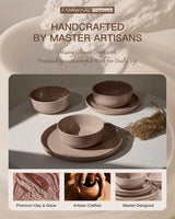 Famiware Ripple 12-Piece Stoneware Dinnerware Set - Brown - 06