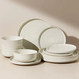 Famiware Ripple 12-Piece Stoneware Dinnerware Set - Cream - 01