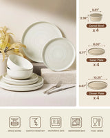 Famiware Ripple 12-Piece Stoneware Dinnerware Set - Cream - 07