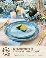 Famiware Ripple 12-Piece Stoneware Dinnerware Set - Ice Blue - 03