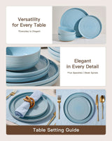 Famiware Ripple 12-Piece Stoneware Dinnerware Set - Ice Blue - 04