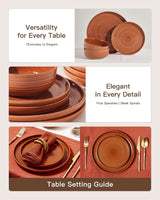 Famiware Ripple 12-Piece Stoneware Dinnerware Set - Terracotta - 04