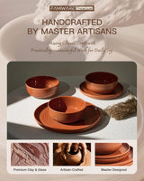Famiware Ripple 12-Piece Stoneware Dinnerware Set - Terracotta - 05