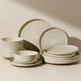 Famiware Ripple 12-Piece Stoneware Dinnerware Set - White Honey - 01