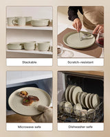 Famiware Ripple 12-Piece Stoneware Dinnerware Set - White Honey - 04